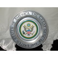 U.S.A Display Plate-Wilton Colombia PA U.S.A - R.W.P.. Ceramic Centre, Pewter border