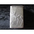 Cigarette Case with Springbok and aloe. Seems to be pewter