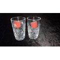 Devon Crystal-24% Pbo-Hand Cut Lead Crystal-2 Glasses + Wood box container