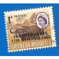 Southern Rhodesia-1d-Independence 11th November 1965-Cancel-Used-Thematic-Famous Person