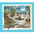 Rhodesia-30c-Inyangombi Falls-Used-Cancel-Thematic-WaterFall