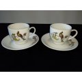 Pioneer Porcelain-Tea Set(1 X Tea Pot + 4 Cups and Sauces)-Bird Scenery