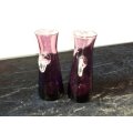 2 x  Small Purple Glass Vases