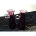 2 x  Small Purple Glass Vases