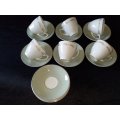 W. H. Grindley and Co. Ltd-England-Satin White-6 x Cups and Saucers + 5 x Extra Saucers