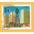 Rhodesia-3½c-Cancel-Used-Thematic-Buildings-Statue