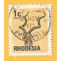 Rhodesia-1c-Cancel-Used-Thematic-Fauna-Kudu