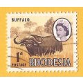 Rhodesia-1d-Cancel-Used-Thematic-Fauna-Buffalo