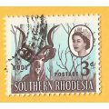 Southern Rhodesia-3d-Cancel-Used-Thematic-Fauna-Kudu