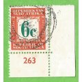 Republic of South Africa  SACC54 1961 -6c-Used-Cancel-Thematic-Postage Due