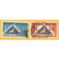Union of South Africa-SACC 143+144-Full Set-Used-Centenary of Cape Triangle-Thematic-Symbol-Triangle