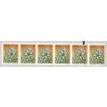 RSA-1977 SACC435a-Coil-1c-Protea-Strip of 6-MNH-Thematic-Flora-Protea-Variety-Yellow Spots