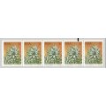 RSA-1977 SACC435a -Coil-1c-Protea-Strip of 5-MNH-Thematic-Flora-Protea-Variety-Yellow Spots
