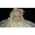 Baby Doll in White Christening gown Collectors Doll-Not Marked