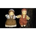 Pair of Collectors Dolls-Small- Not Marked Check shirts and brown overalls