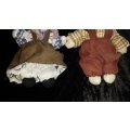 Pair of Collectors Dolls-Small- Not Marked Check shirts and brown overalls
