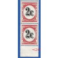 SWA- Postage dues- SACC57 - 2c - MNH lines through stamp