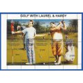 Russian State- MNH- Miniature Sheet-Thematic- Sport-Golf-Laurel and Hardy- Shifted Perfs