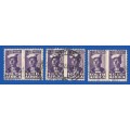 Union of South Africa SACC98 - Small War Issue- 3xPairs- Used- Thematic- Famous Person