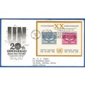 United Nations-FDC-M/S-1965 20th Anni of the UN -Used-Post Mark-New York-Collectable-Thematic-Symbol