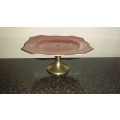 Royal Winton Grim Wades Cake Plate Stand- Dusty Pink -Made In England-Collectable-Vintage