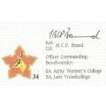 RSA-S A Army-FDC-Cover-No34-Signed-SA Army Women`s College-No603of2000-Thematic-Army-Military