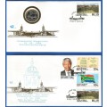 RSA-Presidential Inauguration-Nelson R Mandela-SACC6.3b+6.3c-1994-R5 Coin-FDC-Thematic-Famous Person