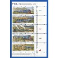 RSA-1997-MNH-Strip of 5-SACC1051-1055-Blue Train-Thematic-Train-Transport