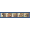 RSA-2001-MNH-SACC1363-1367-The Big Five Setenant strip of 5 stamps-Thematic-Fauna-Wildlife