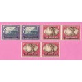 Bechuanaland-MM-1945-SACC124-125-Victory Stamps of S.A.Overprinted-Shifted Overprint-Thematic-Symbol