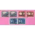 Bechuanaland-Used-1945-SACC124-126-Victory Stamps of S.A. Overprinted-Shifted Overprint 1d -Thematic