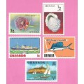 Grenada-Mix-MNH-Thematic-Transport-Ships-Boats-Fish