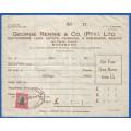 Document-Receipt-1957-George Rennie & Co. (Pty) Ltd-Receipt No 77-Fiscally Used Stamp