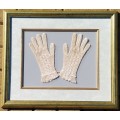 Framed Handmade Crochet Gloves-Wall Decor