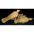 Pair Bobbin-head Handcrafted Wood and Cork Birds