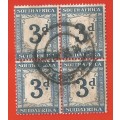 Union of South Africa-Used-Postage Due-Block sacc27/27a