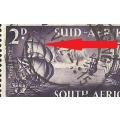 1952 Union of South Africa-SACC137a/138a-Varieties-Full Moon and Line Through Sails-Used.