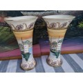 Pair of Vases with a sail boat scene.  30cm high . No chips or cracks, Just Crazing
