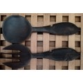 Hand Crafted Salad Serving Fork Spoon. Probably African Black wood.