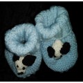 Crotched/Knitted item - Blue Booties with dogs