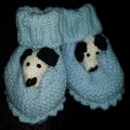 Crotched/Knitted item - Blue Booties with dogs