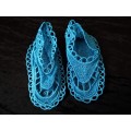 Crocheted blue Bootsies
