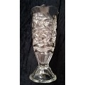 Clear Glass Pressed Vase 22.5cm high