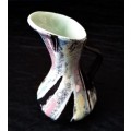 West German Vase with handle - Pink, Black and White 537-12. 13.5cm high