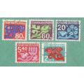 Czechoslovakia Used 1971 Postage Due Ornaments Including the rare 5.40Kc