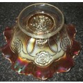 Home Decor-Carnival Glass-Bowl-Double Stem Rose Dugon/Diamond-Good Condition
