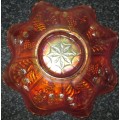 Home Decor-Carnival Glass-Bowl-Fenton USA Peacock/Grapes -Good Condition