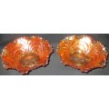 Home Decor-Carnival Glass-Bowls-Pair-Scroll Embossed Imperial File Set -Good Condition