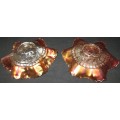Home Decor-Carnival Glass-Bowls-Pair-Windflower Dugan Glass -Good Condition