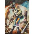 Welcome Mandla Koboka 1941-19944 - South African Artist - pallet knife - `Men at work`